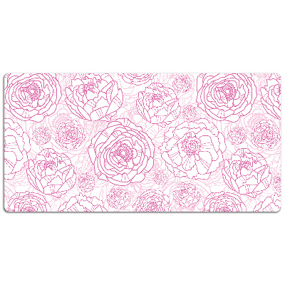 Large desk mat table protector pink flowers