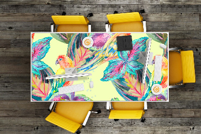 Large desk mat table protector colorful parrots