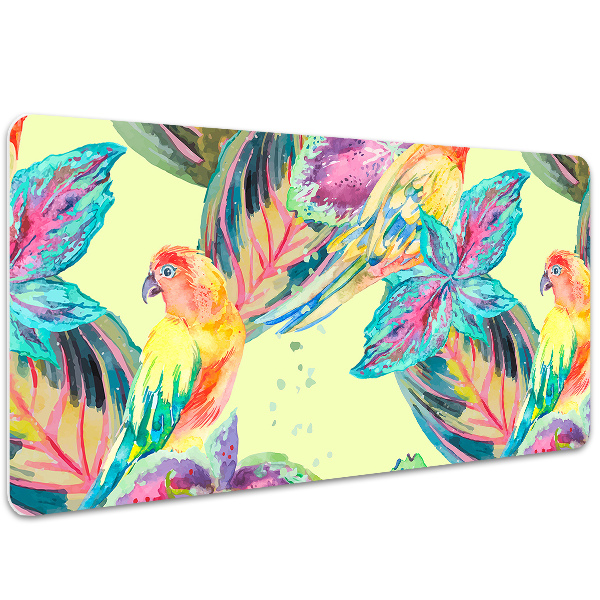 Large desk mat table protector colorful parrots