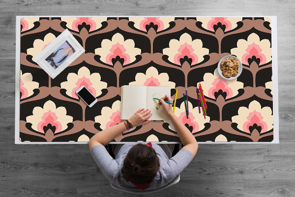 Large desk mat table protector floral pattern