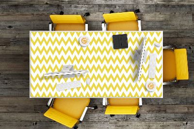 Large desk mat table protector yellow zigzags