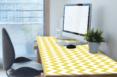 Large desk mat table protector yellow zigzags