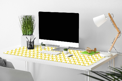 Large desk mat table protector yellow zigzags