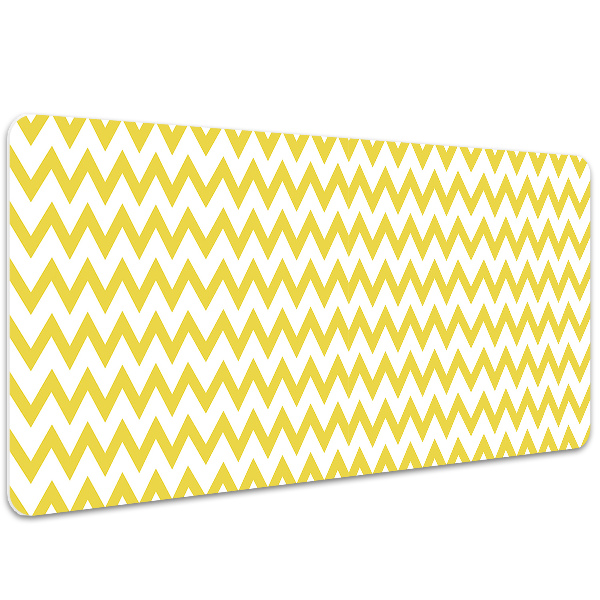 Large desk mat table protector yellow zigzags