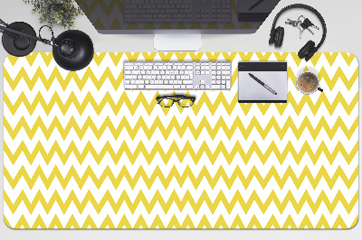 Large desk mat table protector yellow zigzags