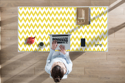 Large desk mat table protector yellow zigzags
