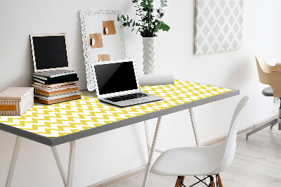 Large desk mat table protector yellow zigzags