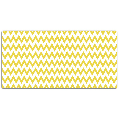 Large desk mat table protector yellow zigzags