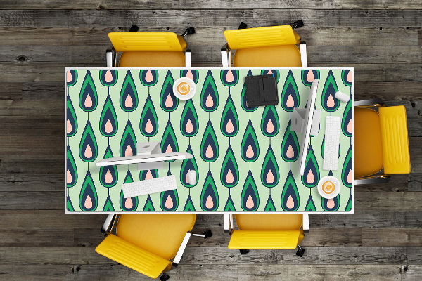 Large desk mat table protector green teardrop