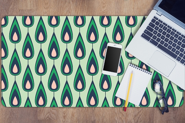 Large desk mat table protector green teardrop