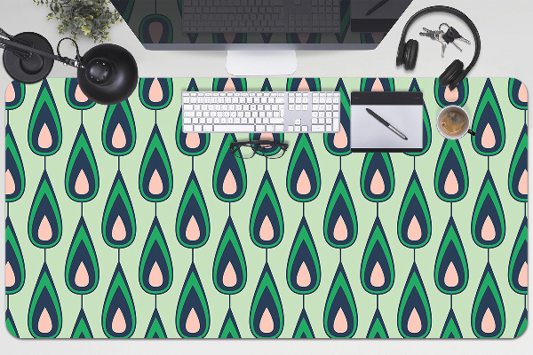 Large desk mat table protector green teardrop