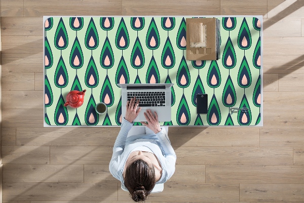 Large desk mat table protector green teardrop