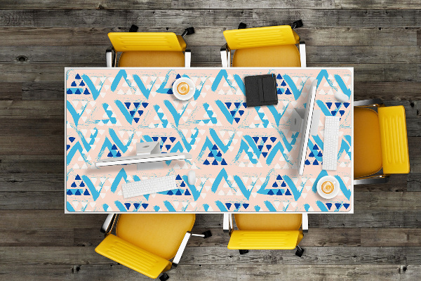 Large desk mat table protector triangles pattern