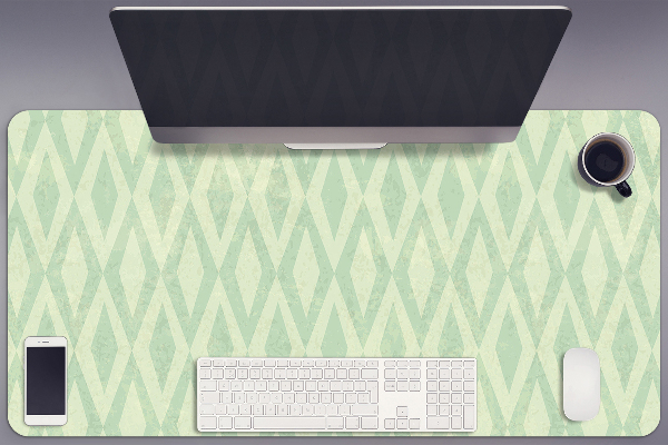 Large desk mat table protector green diamonds