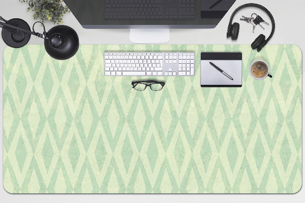 Large desk mat table protector green diamonds