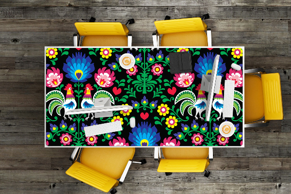 Large desk mat table protector folk art