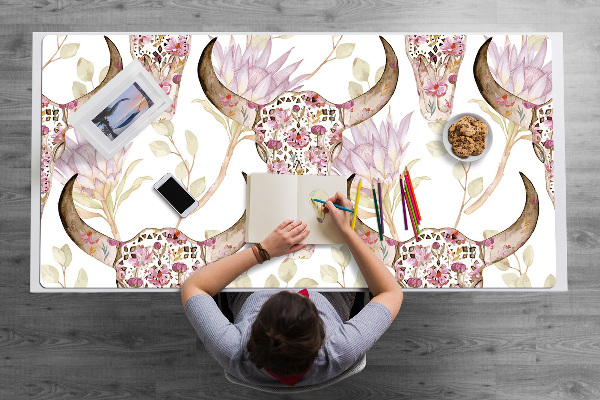 Full desk protector Skull in flowers