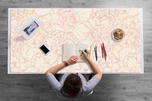 Full desk mat pink peonies
