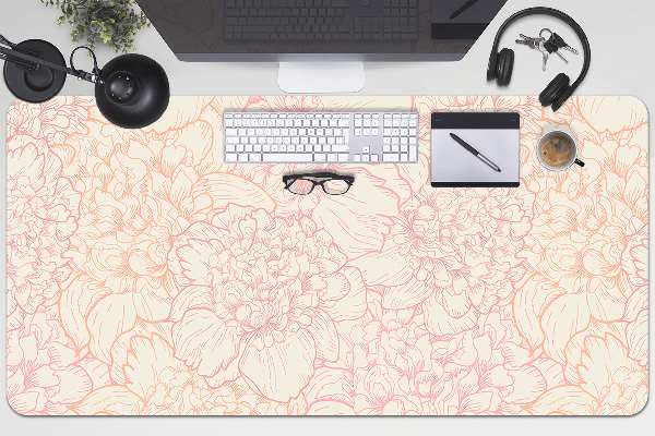 Full desk mat pink peonies
