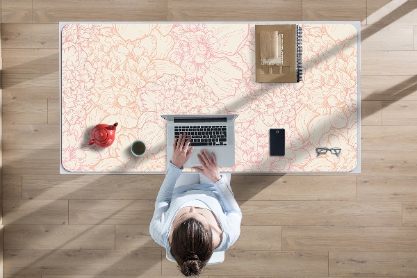 Full desk mat pink peonies