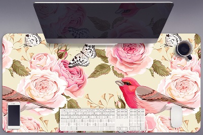 Desk mat Birds flowers butterflies