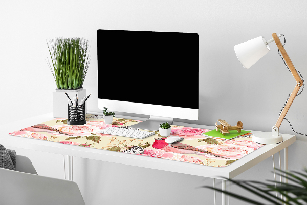 Desk mat Birds flowers butterflies