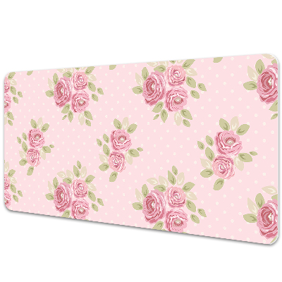 Large desk mat table protector pink bouquet