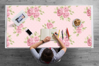 Large desk mat table protector pink bouquet