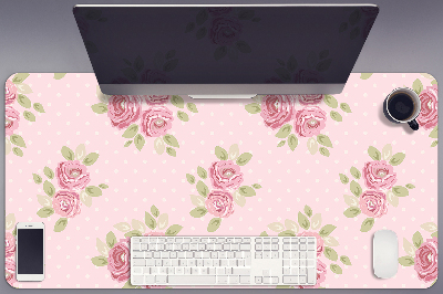 Large desk mat table protector pink bouquet