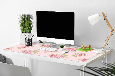 Large desk mat table protector pink bouquet