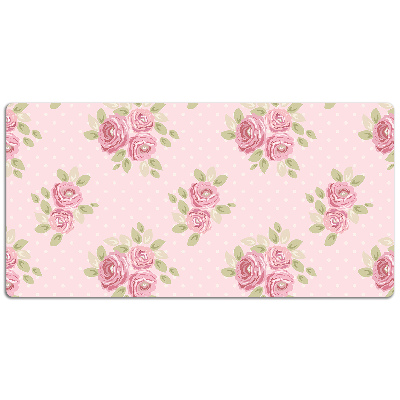 Large desk mat table protector pink bouquet