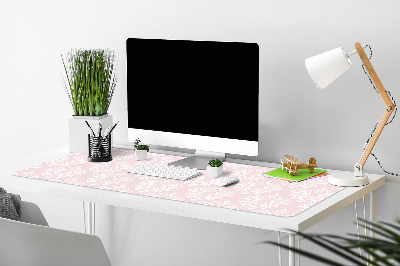 Large desk mat table protector pink Damask