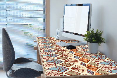 Full desk protector Ethnic brown pattern