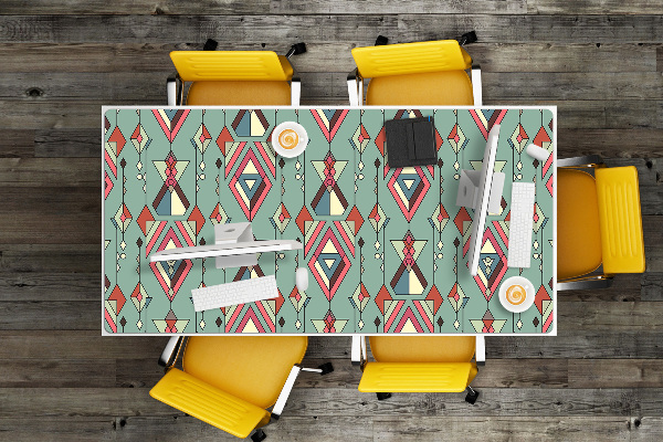 Large desk mat table protector Aztec pattern