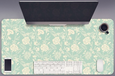 Large desk pad PVC protector white flowers