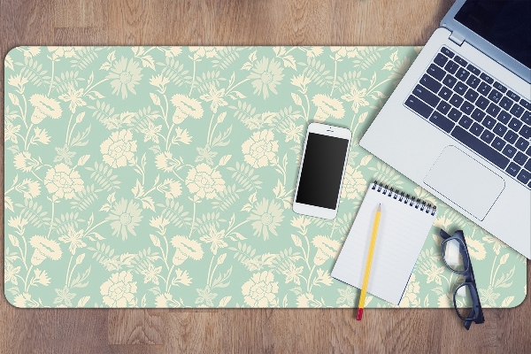 Large desk pad PVC protector white flowers