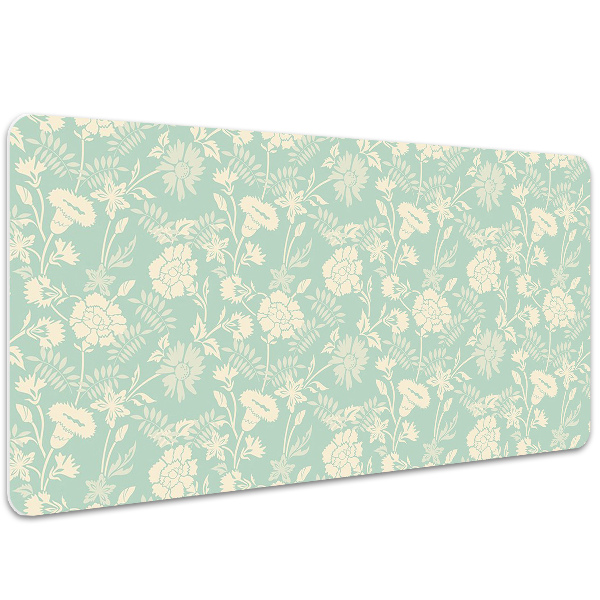 Large desk pad PVC protector white flowers