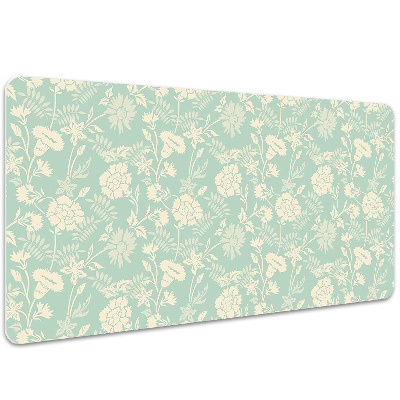 Large desk pad PVC protector white flowers