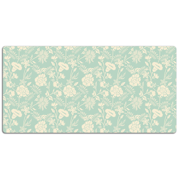 Large desk pad PVC protector white flowers