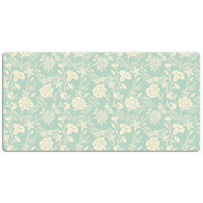 Large desk pad PVC protector white flowers