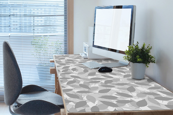Large desk pad PVC protector gray leaves