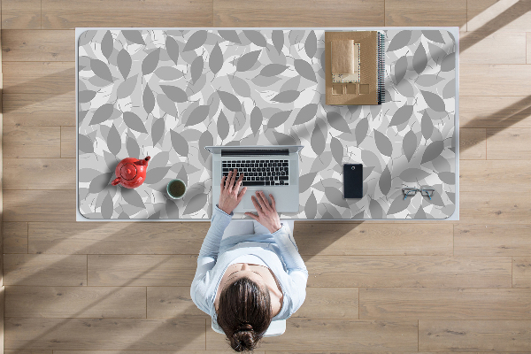 Large desk pad PVC protector gray leaves