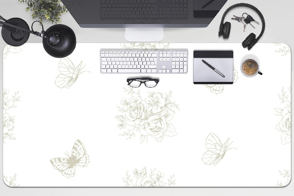 Desk pad Butterflies and flowers
