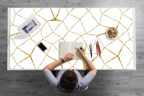 Large desk mat table protector gold mosaic
