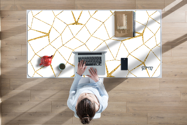 Large desk mat table protector gold mosaic