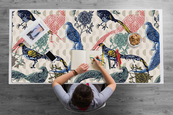Desk mat painted quail