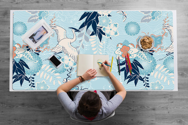 Full desk mat Crane and flowers