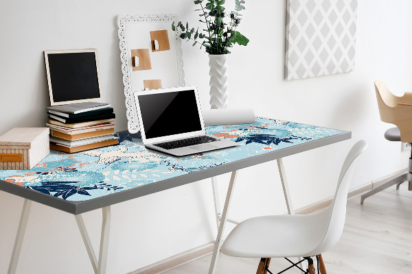 Full desk mat Crane and flowers