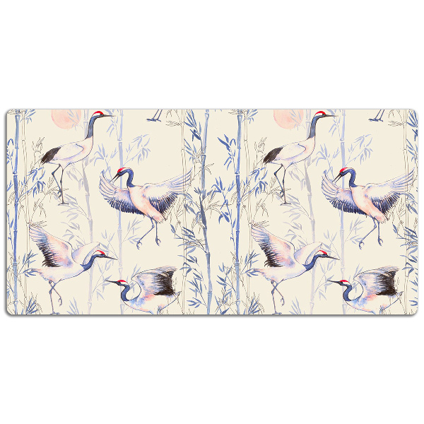 Large desk mat table protector dancing cranes
