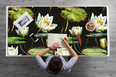 Large desk mat table protector lotus flowers